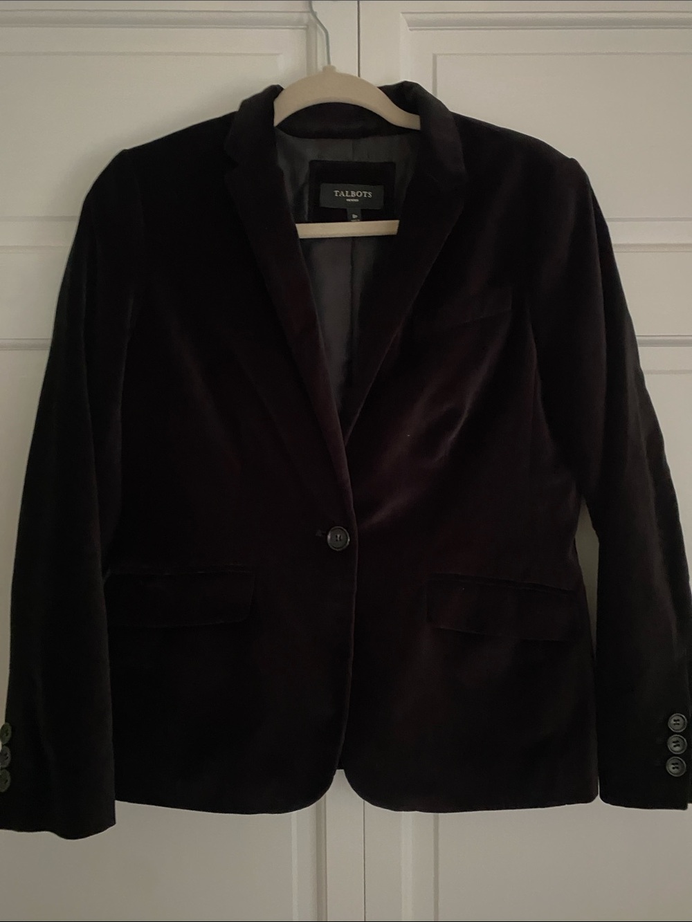 Talbots Black Velvet Single-Button Blazer